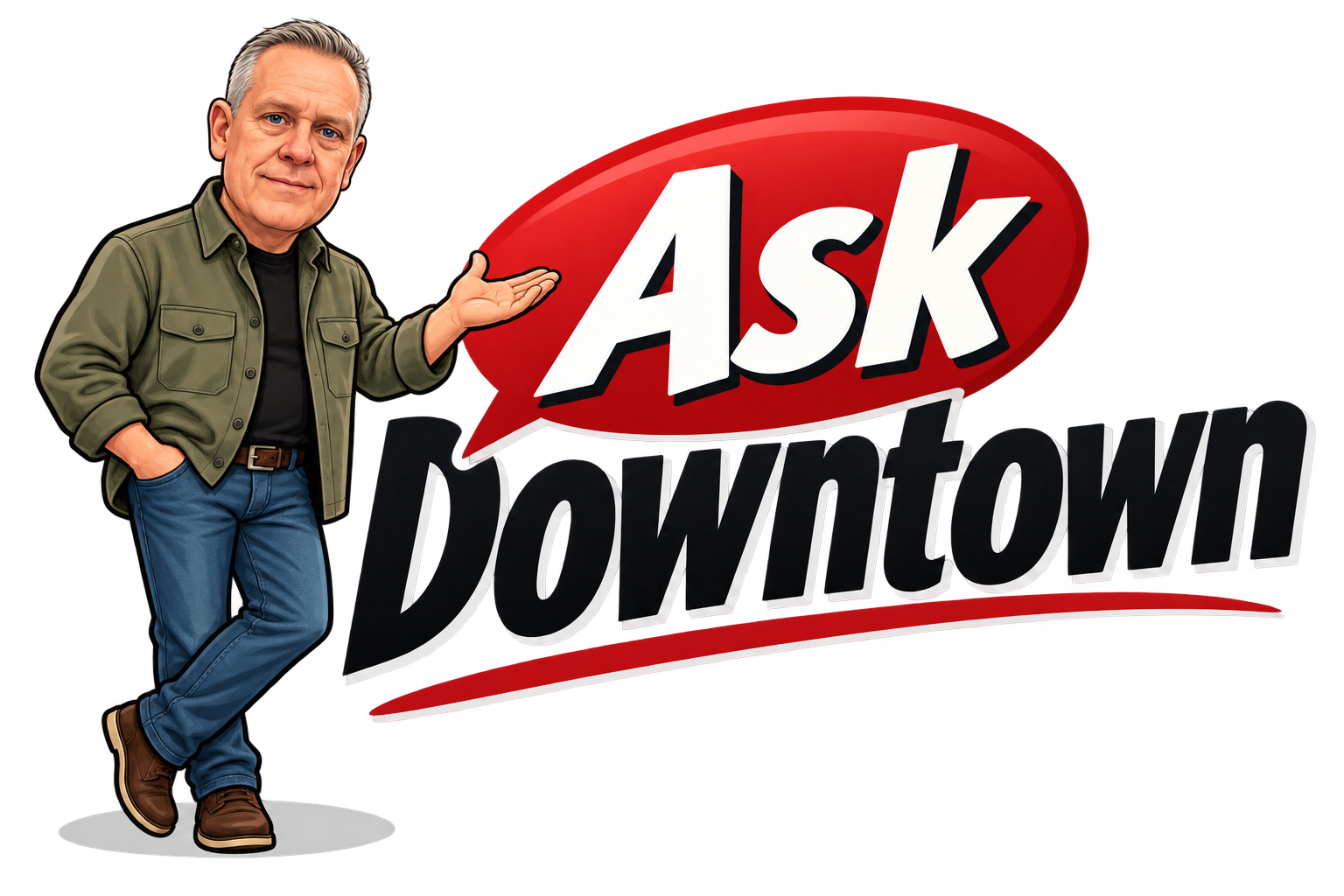 Ask Downtown — Steve presenting the Ask Downtown logo